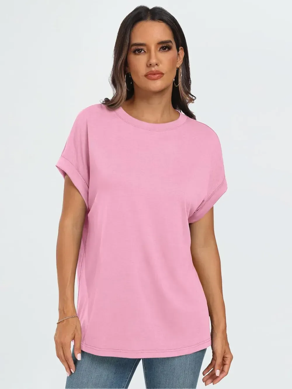 AUTOMET Women Tops Casual Basic T Shirts Loose Fit Crewneck Short Sleeve Summer Outfits