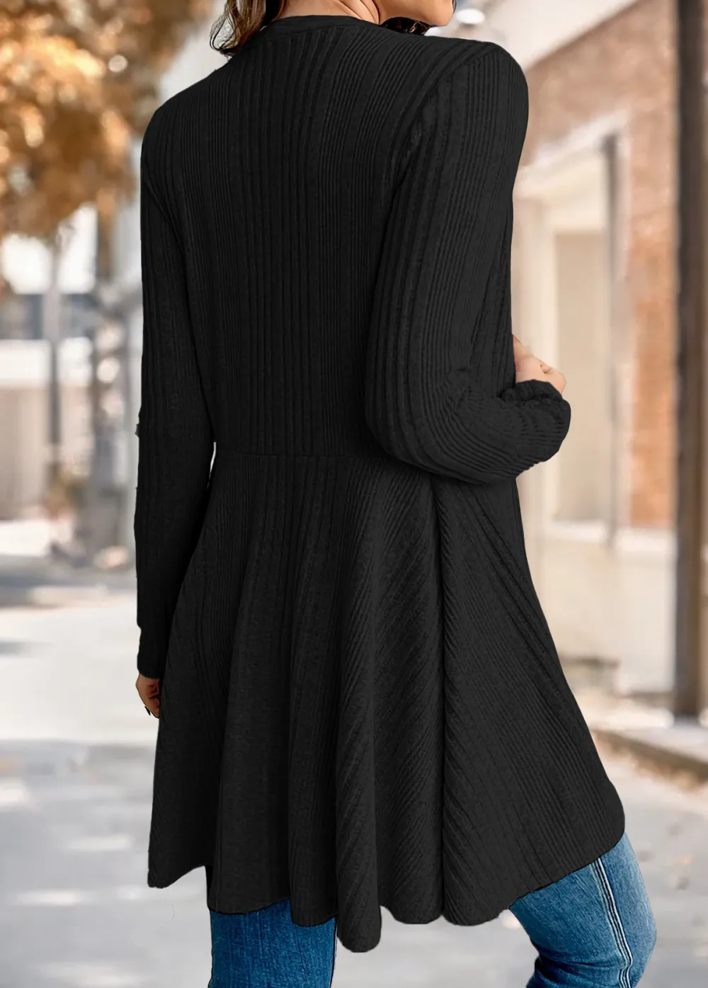 Black Long Sleeve Tunic Light Cardigan