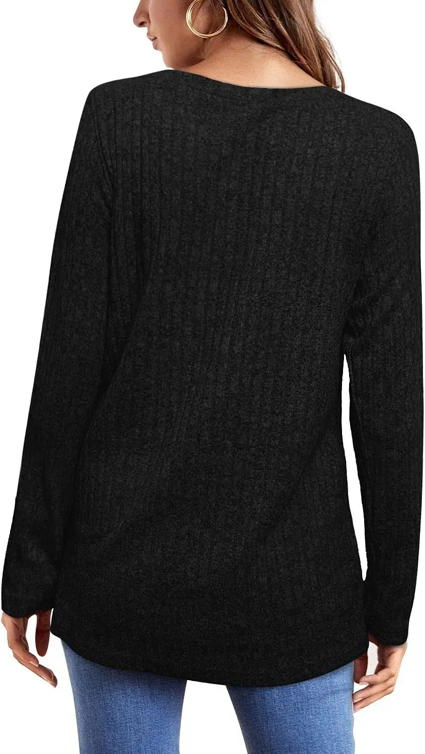 OFEEFAN Long Sleeve Shirts for Women Lightweight Crew Neck Casual Tunic Tops