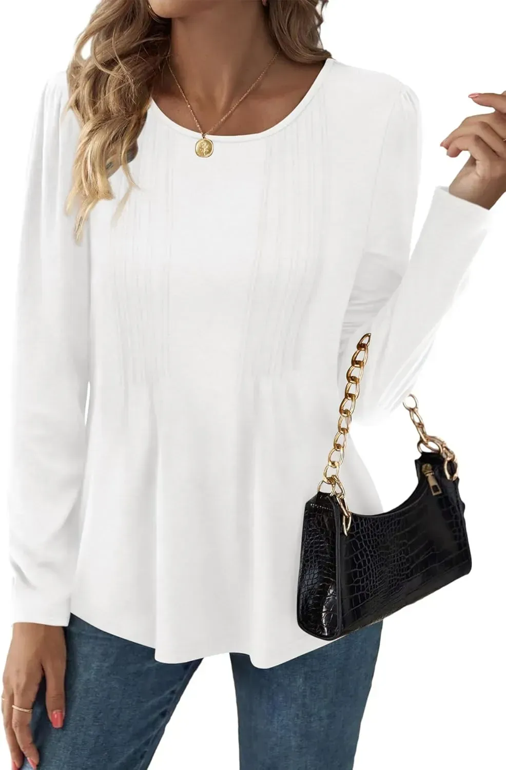 WIHOLL Blouses for Womens Dressy Casual 2024 Fall Tops Long Sleeve Shirts Loose Fit Tunics