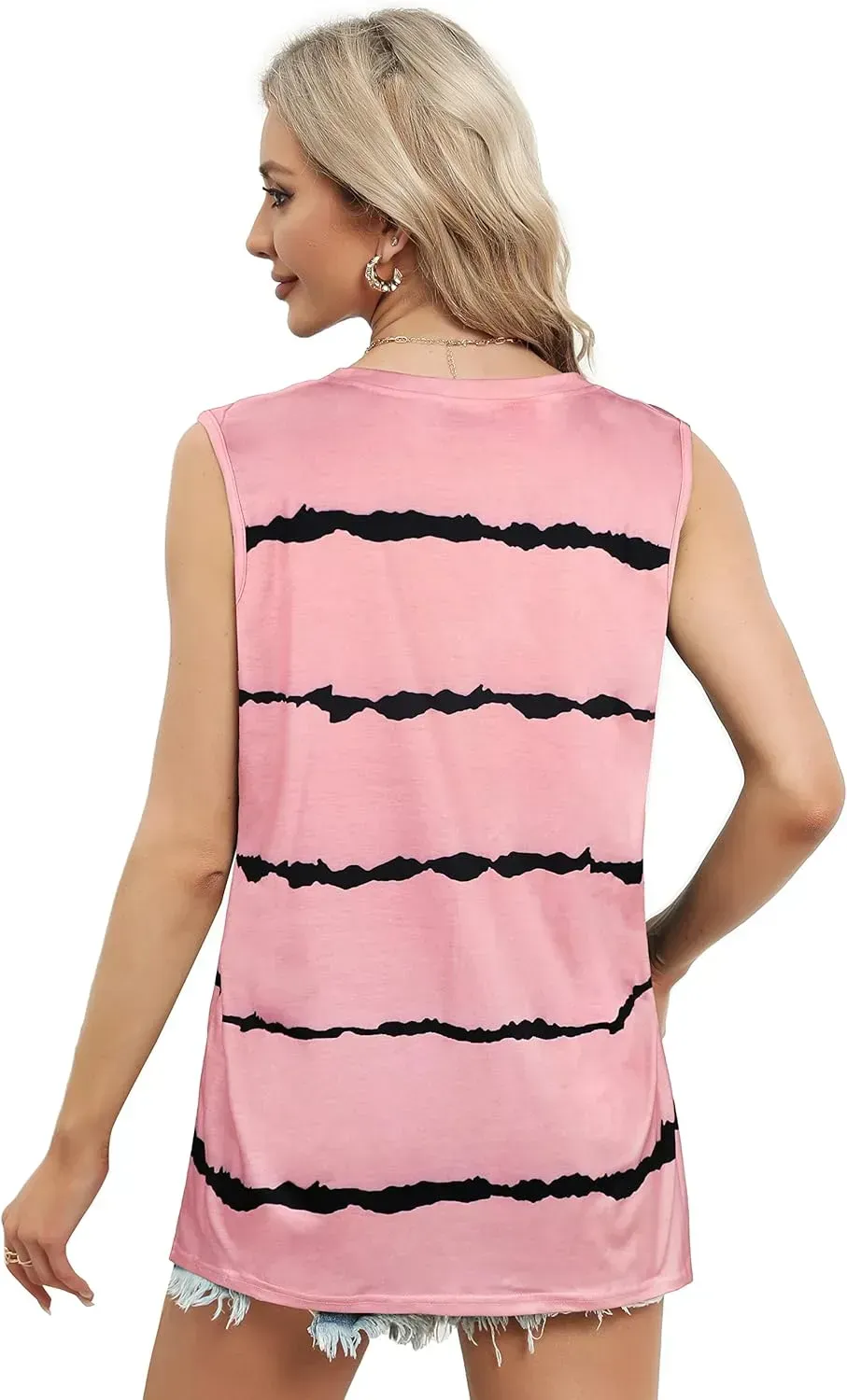 Summer Tops for Women Sleeveless V Neck Tshirt Loose Fit Casual Tank Tunic Blouse