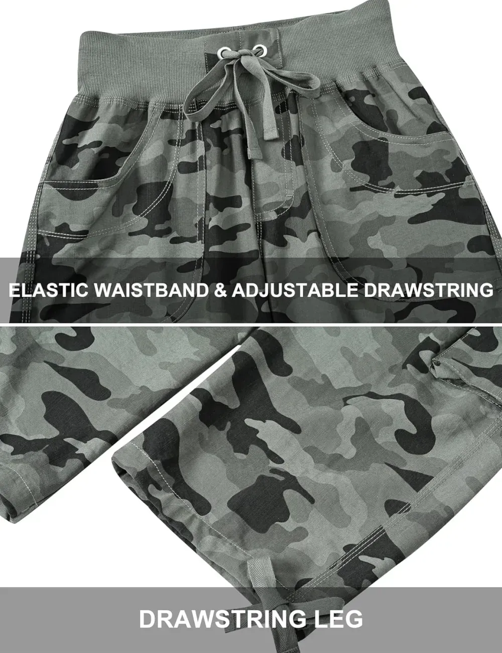 MoFiz Womens Capris with Pockets Loose Fit Casual Capri Pants Dressy Lightweight Ladies Baggy Cargo Pants for Hiking