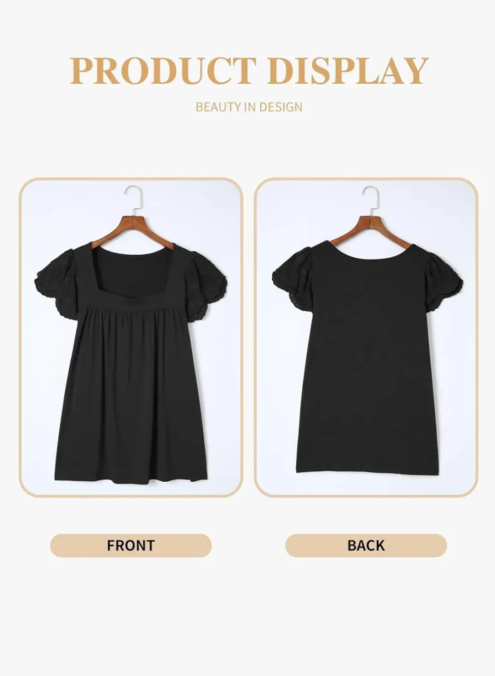 Eytino Womens Plus Size Tops Ruffle Short Sleeve Square Neck Summer Loose Casual Tee Shirts(1X-5X)