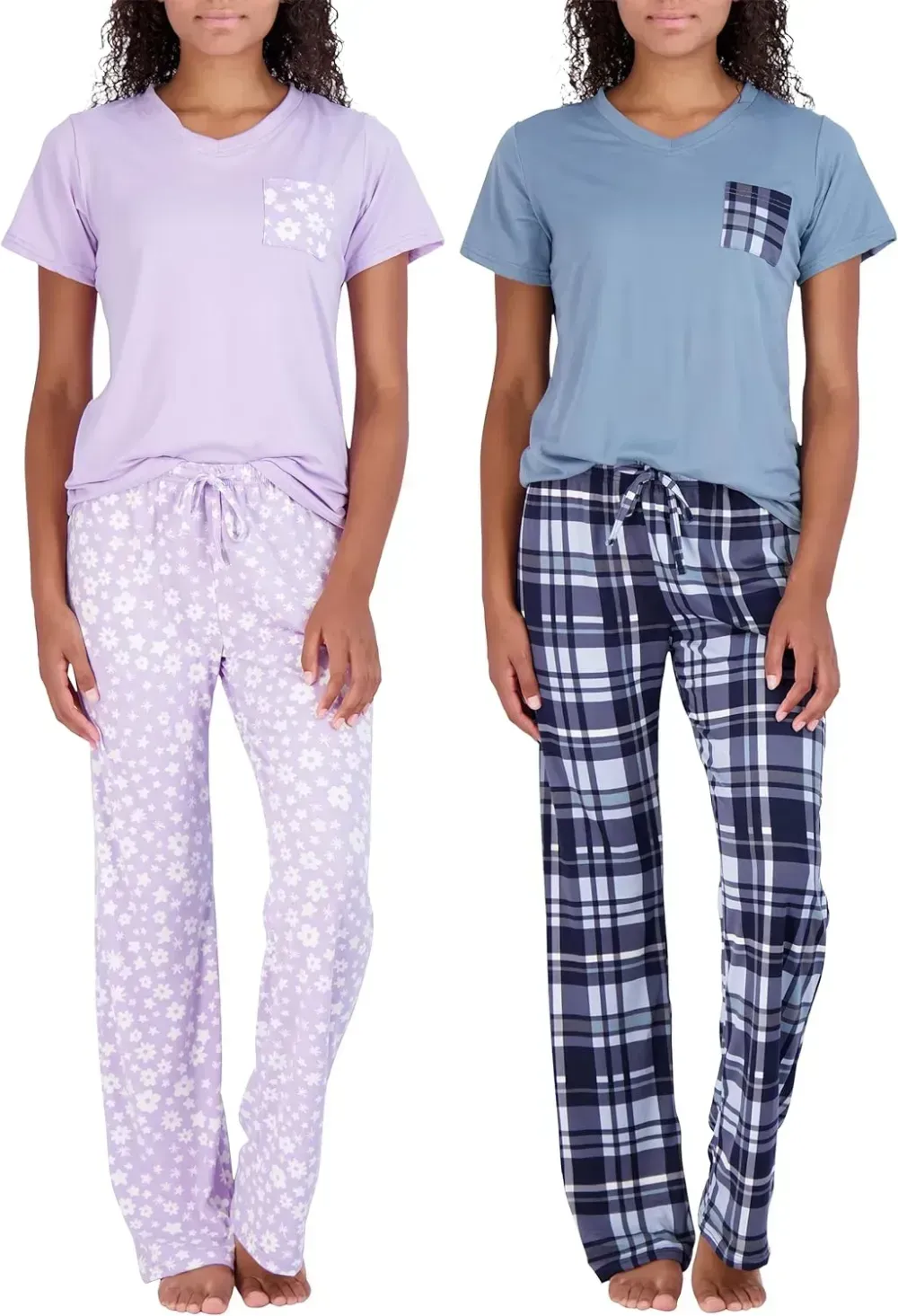 2 Pack: Women's Pajama Set Super-Soft Short & Long Sleeve Top With Pants (Available In Plus Size)