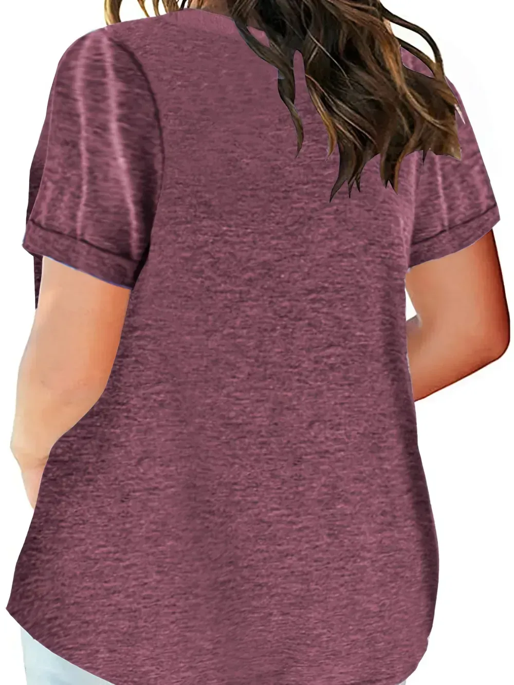 Plus Size Button Front Short Sleeve T-shirt, Women's Plus Slight Stretch Casual Tee