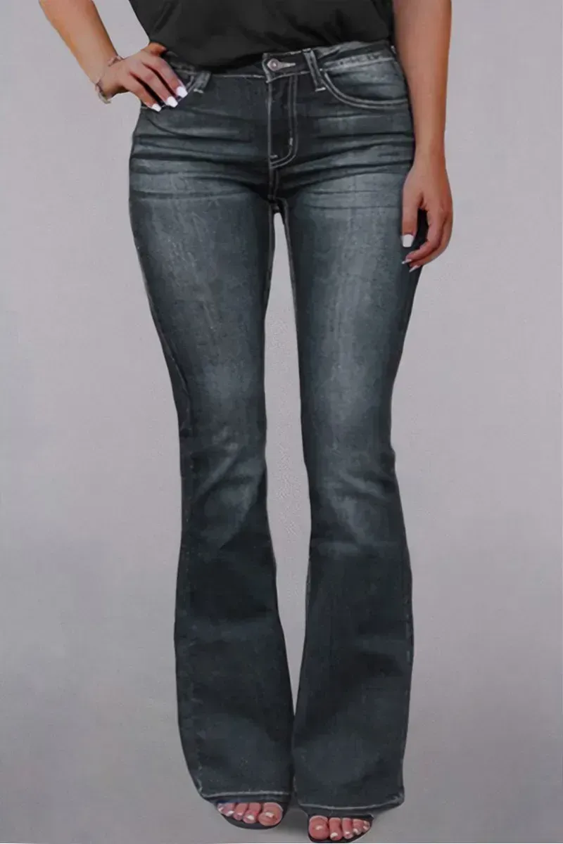 Zip Fly Mid Waist Bootcut Jeans