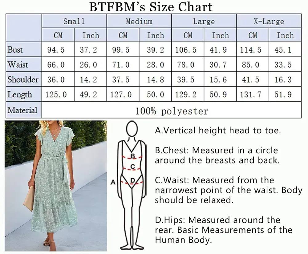 Women Summer Bohemian Floral Casual Wrap V Neck Ruffle Cap Sleeveless Belt A-Line Pleated Hem Swing Midi Sun Dress