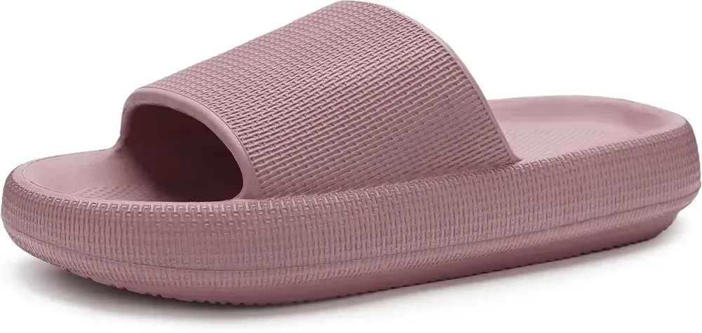 WHITIN Pillow Slippers for Women Non Slip | Cushioned Thick Sole Slides | Quick Drying Bathroom Sandals