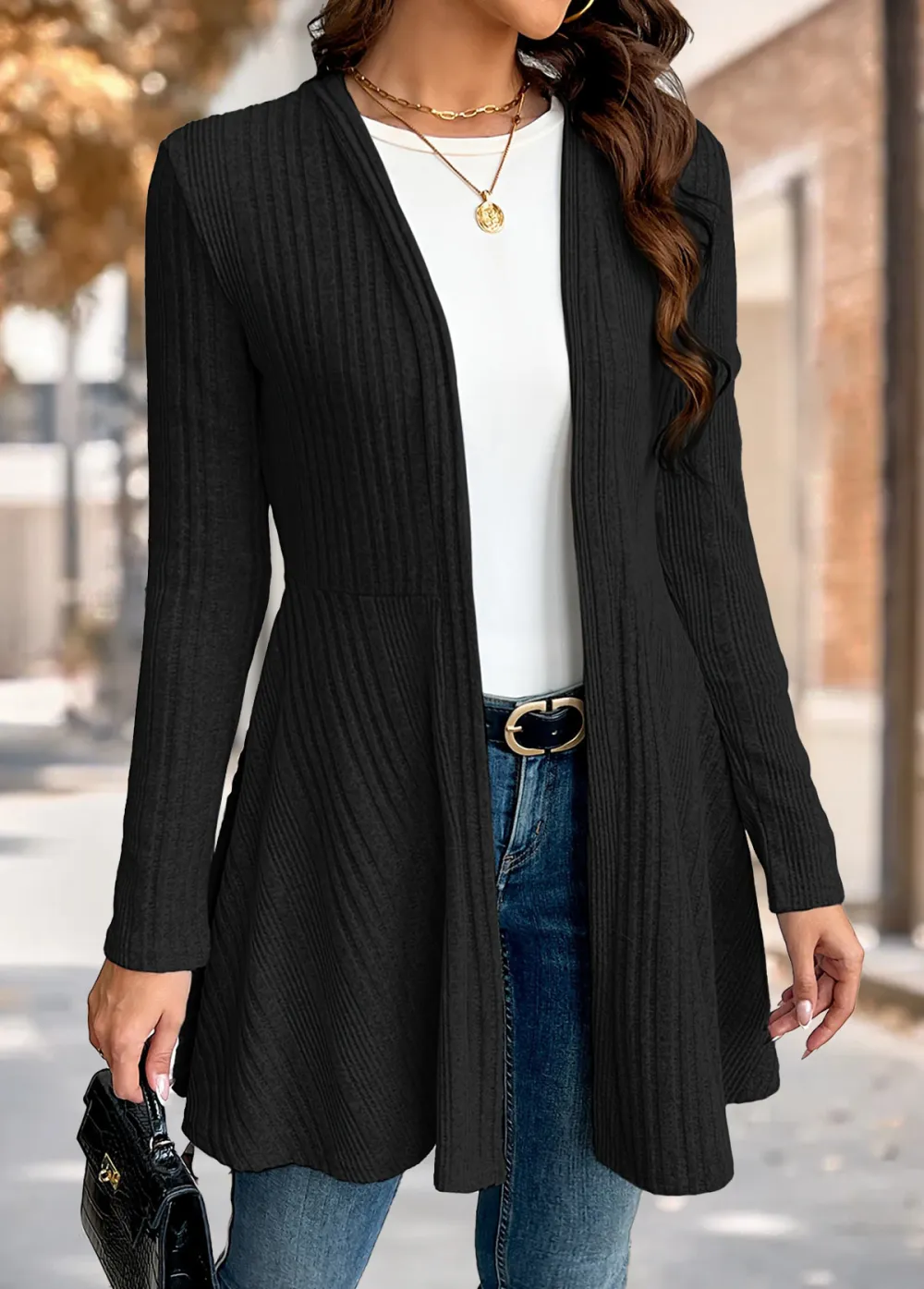 Black Long Sleeve Tunic Light Cardigan