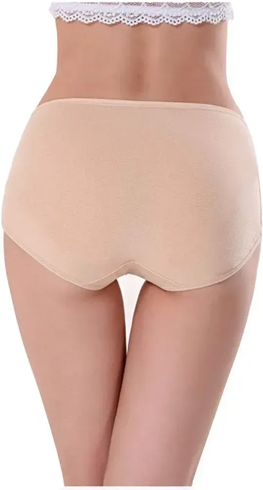 Womens Underwear,Cotton Mid Waist No Muffin Top Full Coverage Brief Ladies Panties Lingerie Undergarments for Women Multipack