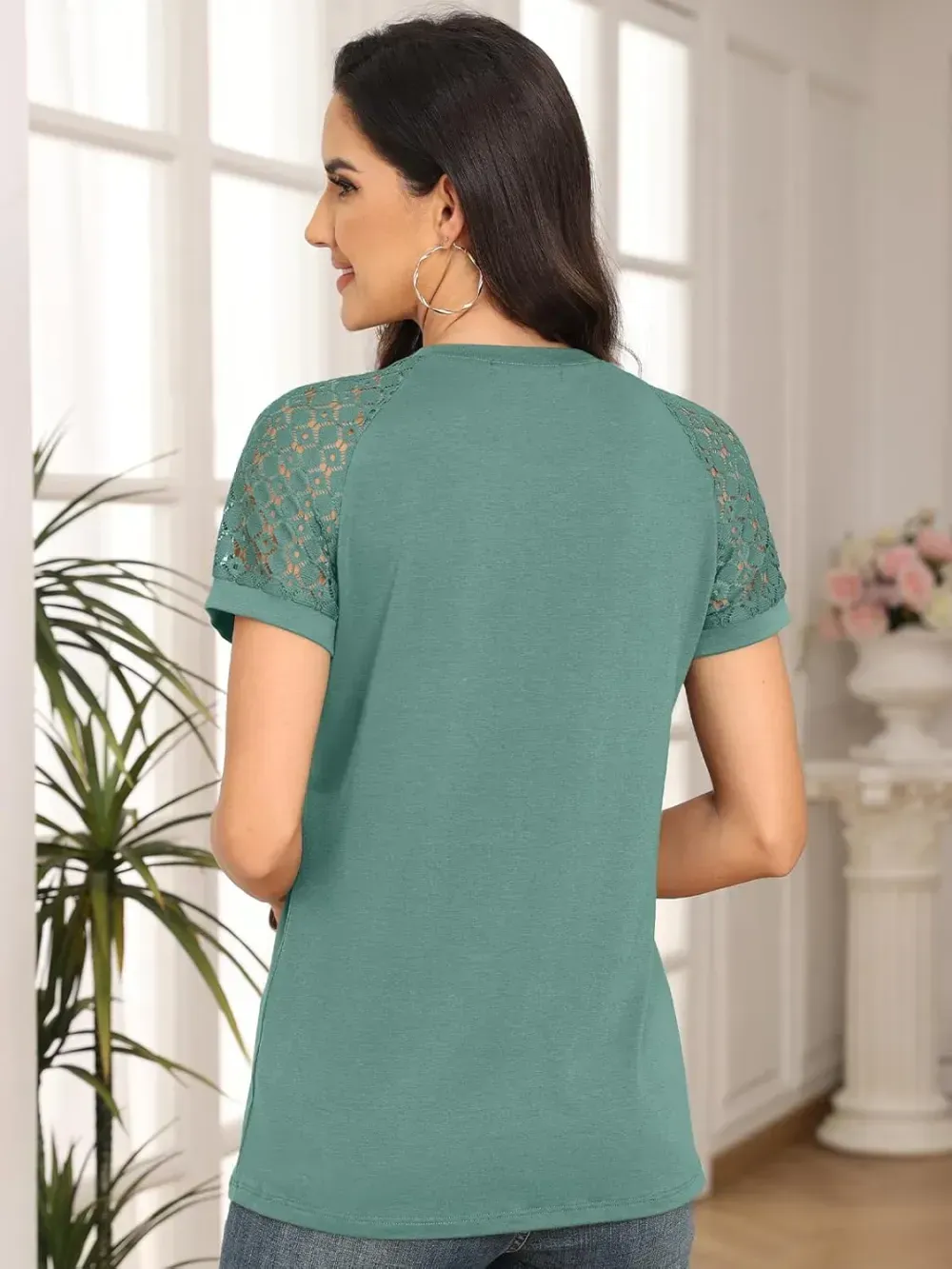 AUTOMET Womens Tshirts Trendy Fashion Tops Lace Short Sleeve Business Tee Shirts Casual Knitted Blouses Summer Outfits 2024