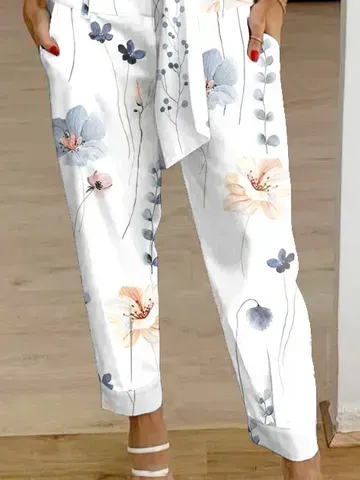Casual Floral Loose Cargo Pants
