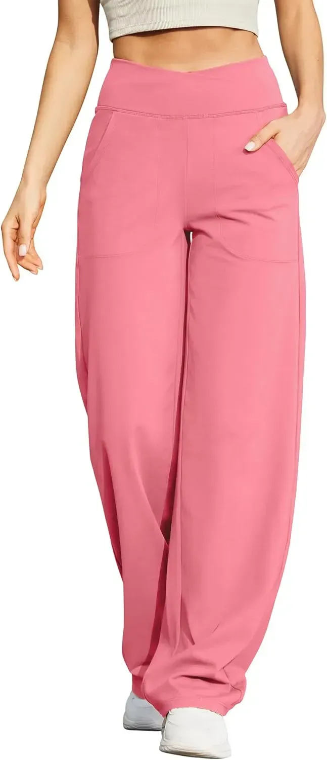 G4Free Wide Leg Pants for Women Loose Yoga Pants with Pockets Petite/Regular/Tall Stretch Casual Lounge Pants