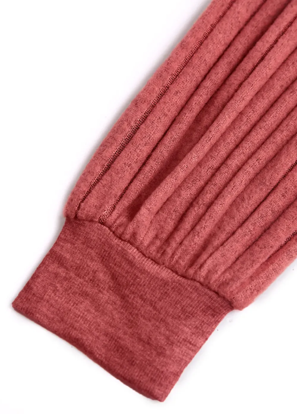 Dusty Pink Patchwork Long Sleeve V Neck Sweatshirt