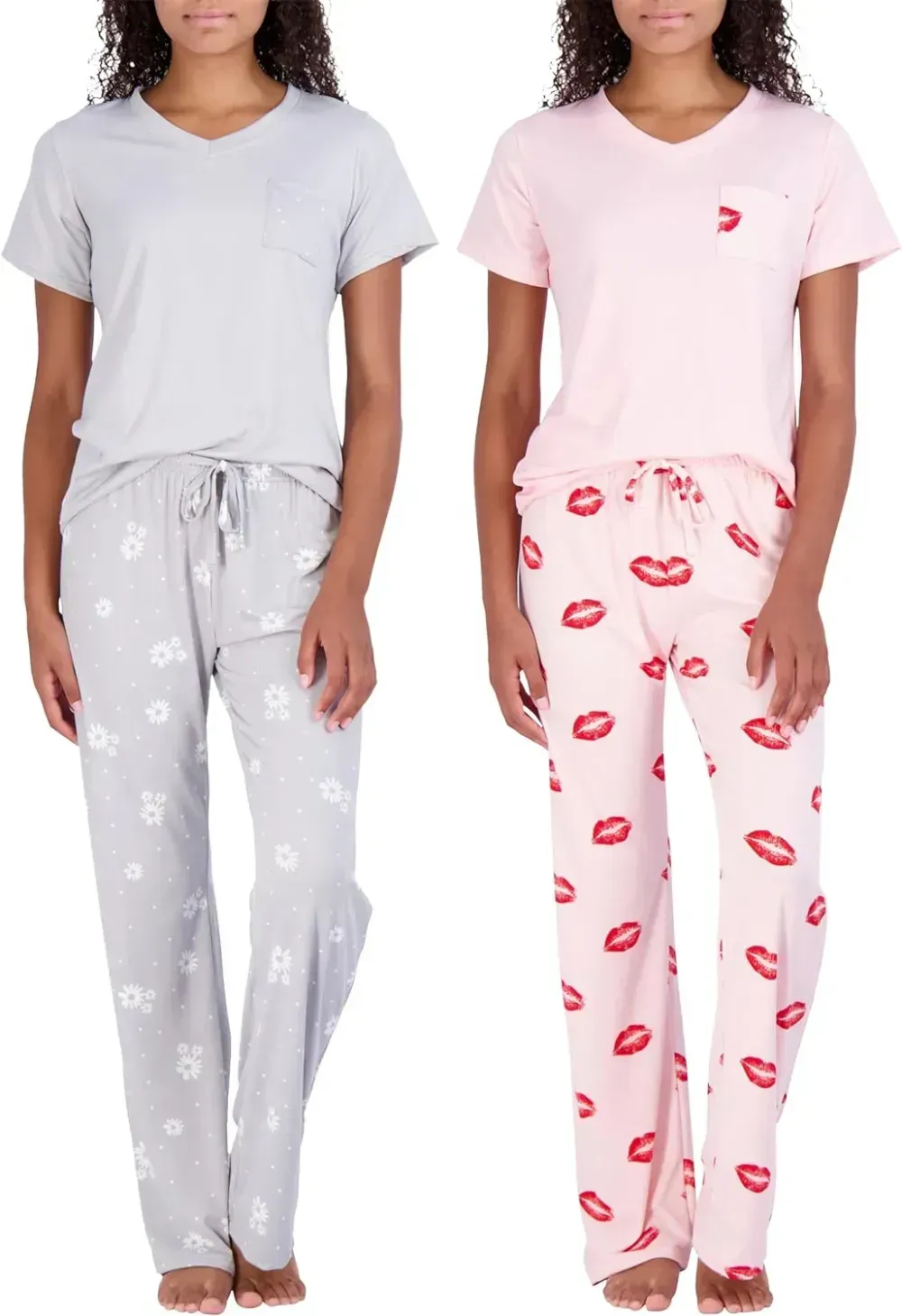 2 Pack: Women's Pajama Set Super-Soft Short & Long Sleeve Top With Pants (Available In Plus Size)