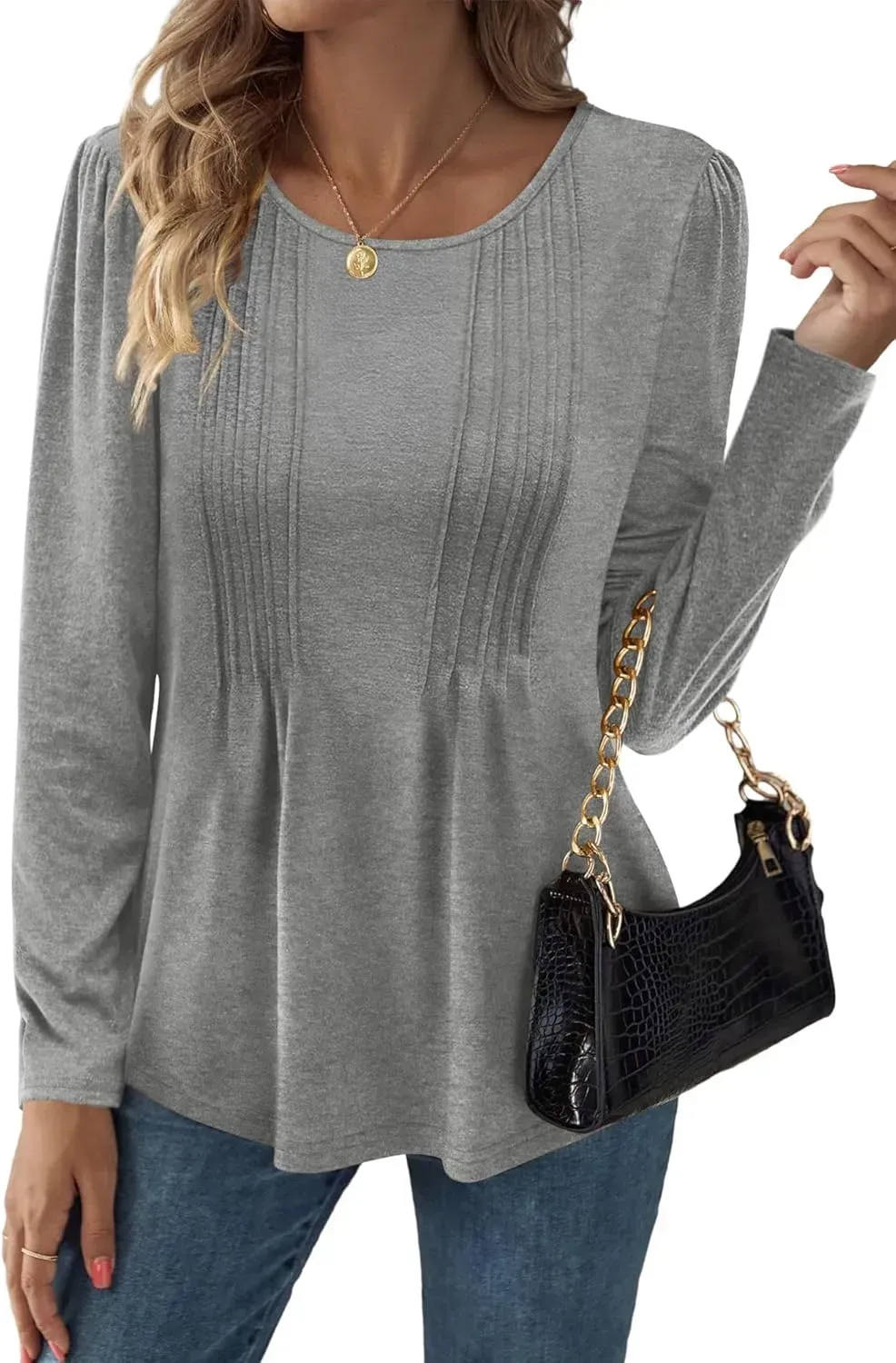 WIHOLL Blouses for Womens Dressy Casual 2024 Fall Tops Long Sleeve Shirts Loose Fit Tunics