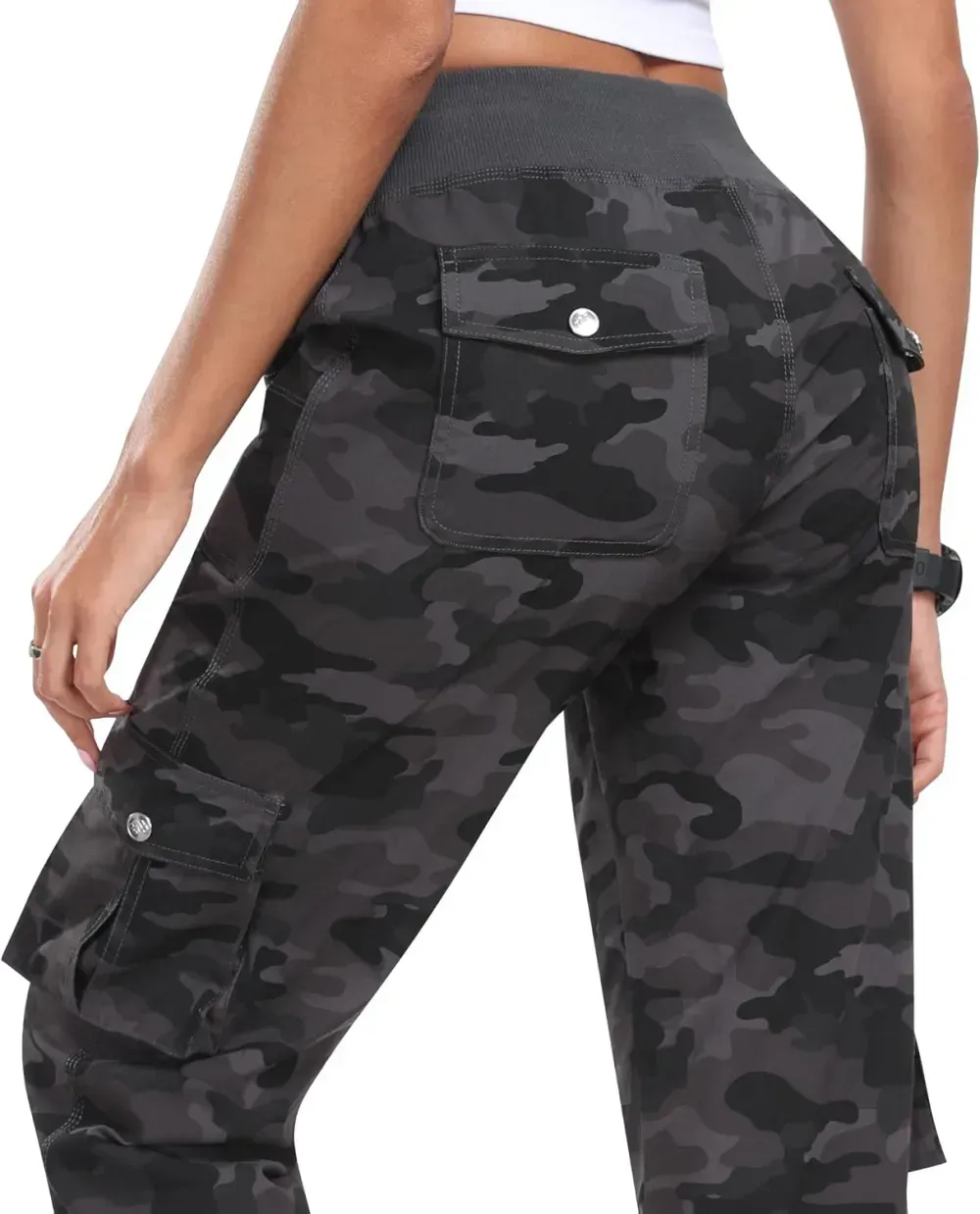 MoFiz Womens Capris with Pockets Loose Fit Casual Capri Pants Dressy Lightweight Ladies Baggy Cargo Pants for Hiking