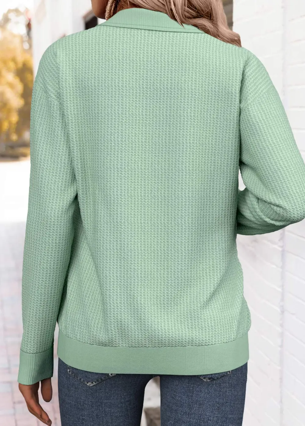 Sage Green Tummy Coverage Striped Long Sleeve Sweatshirt