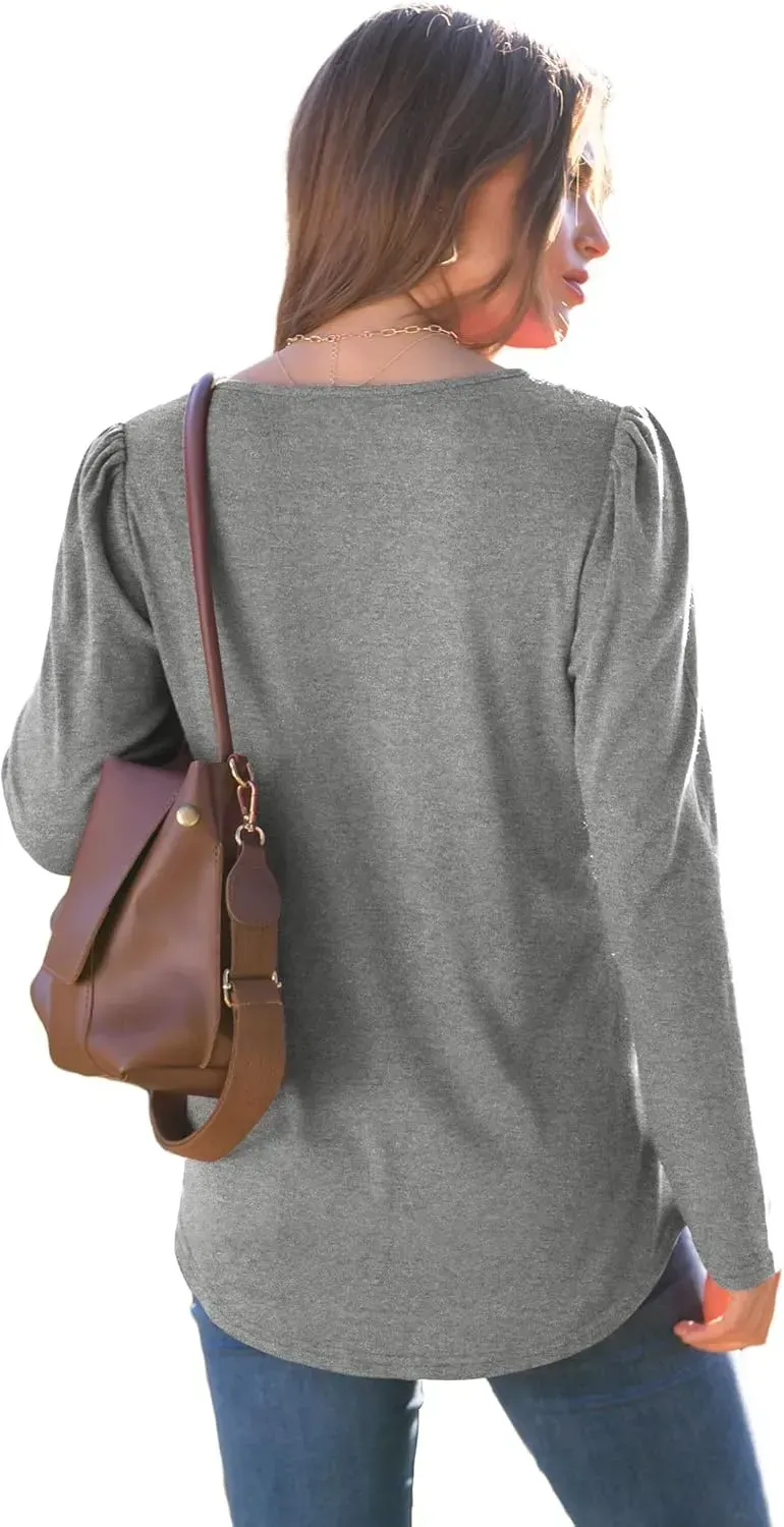 WIHOLL Blouses for Womens Dressy Casual 2024 Fall Tops Long Sleeve Shirts Loose Fit Tunics