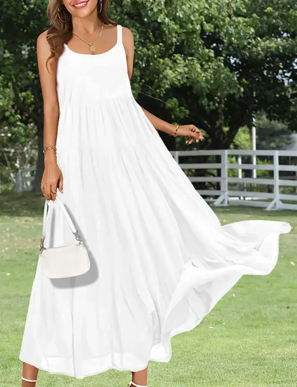 Summer Dresses for Women Casual Loose Bohemian Floral Dress with Pockets Spaghetti Strap Maxi Dress E75