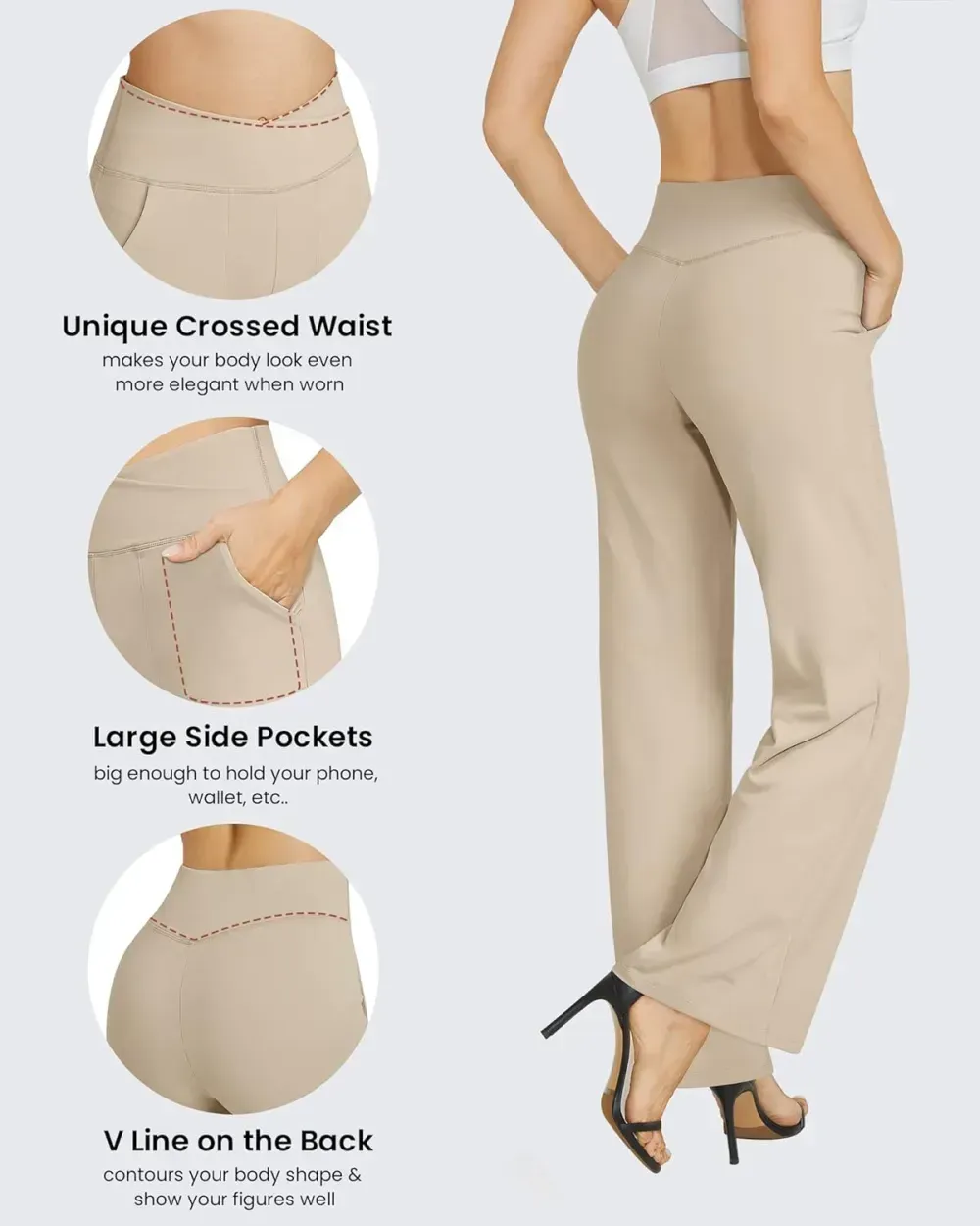 G4Free Wide Leg Pants for Women Loose Yoga Pants with Pockets Petite/Regular/Tall Stretch Casual Lounge Pants