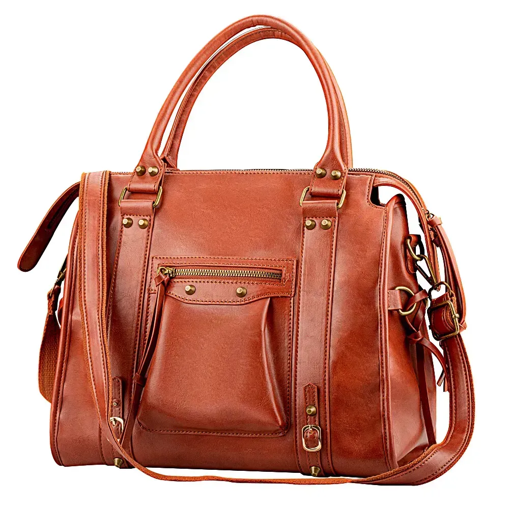Cognac Italian Leather Bag  Italy Soft Leather Crossbdody Bag