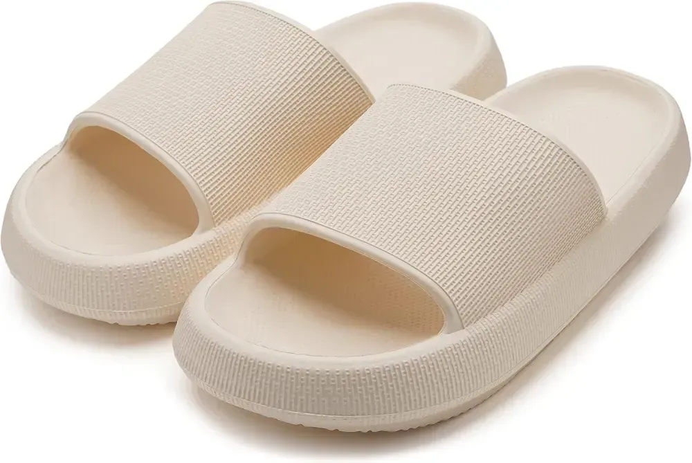 WHITIN Pillow Slippers for Women Non Slip | Cushioned Thick Sole Slides | Quick Drying Bathroom Sandals