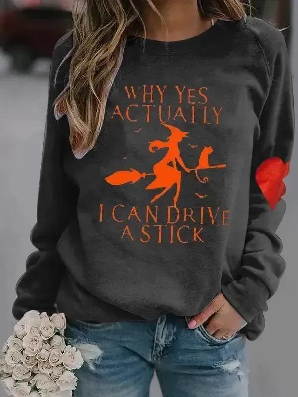 Women's Long Sleeves Round Neck Graphic Printed Top