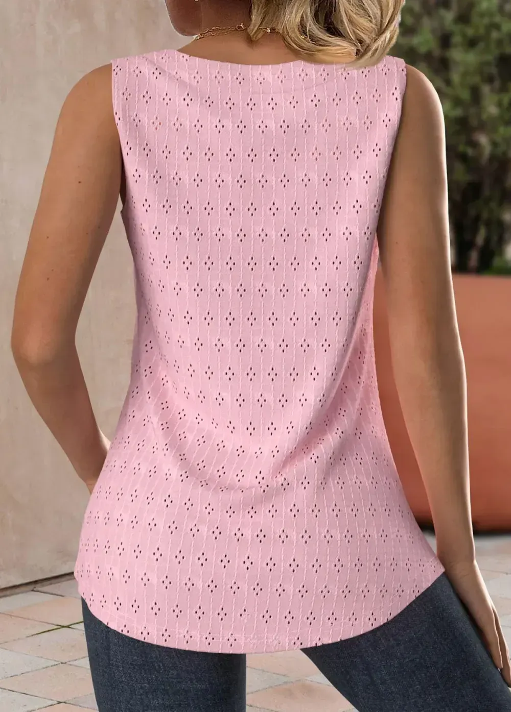 Light Pink Asymmetry Sleeveless Square Neck Tank Top