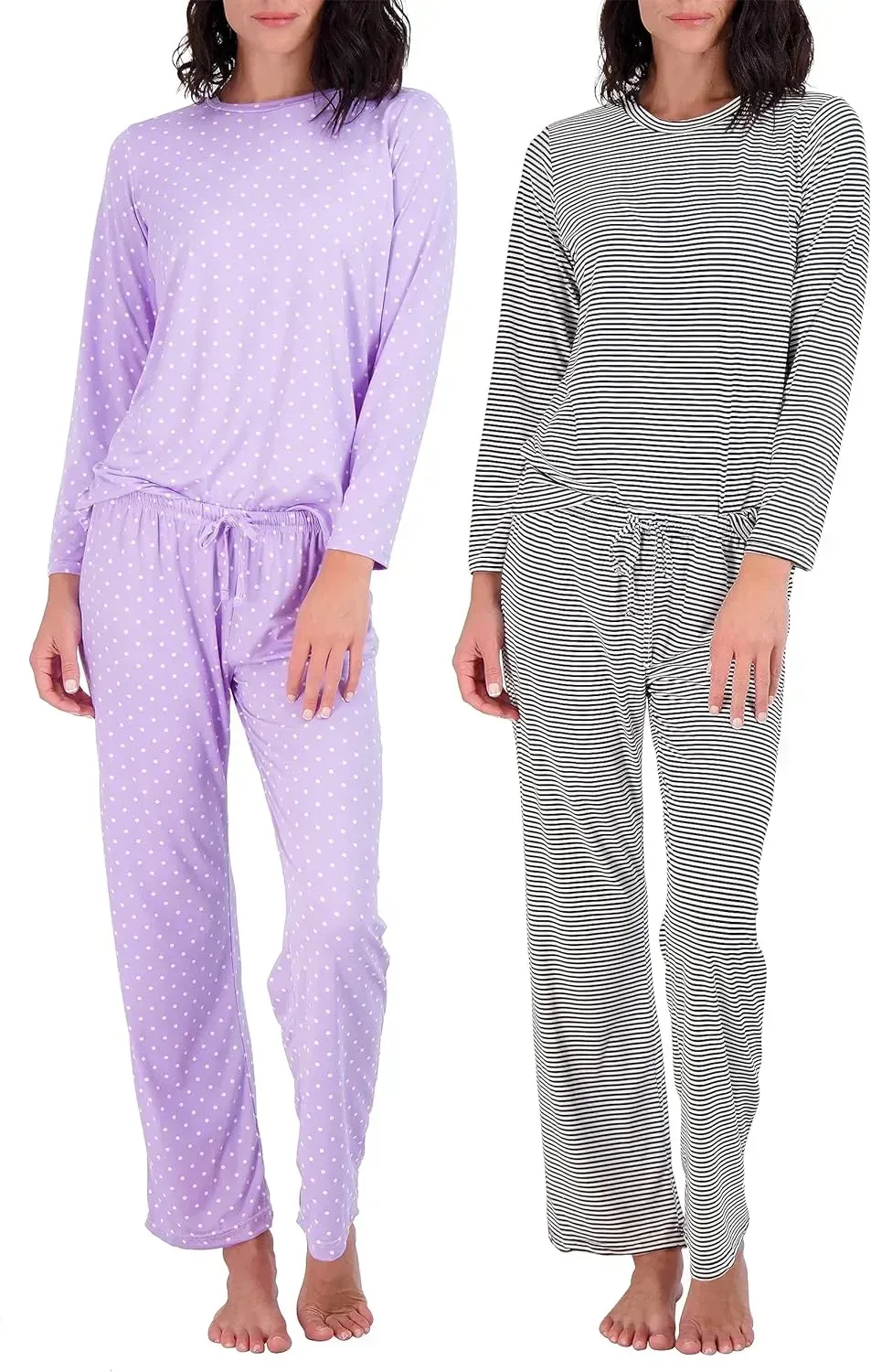 2 Pack: Women's Pajama Set Super-Soft Short & Long Sleeve Top With Pants (Available In Plus Size)