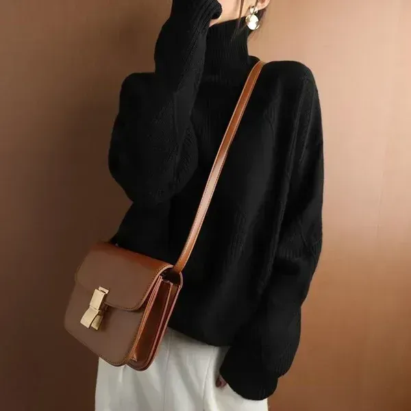??Loose Cashmere Turtleneck Sweater Cardigan-FREE SHIPPING
