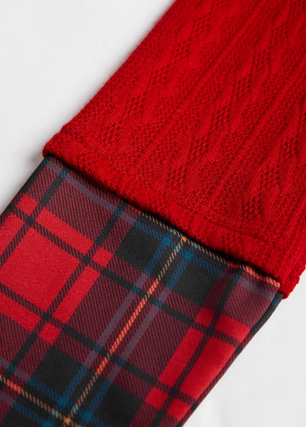 Christmas Red Patchwork Plaid Long Sleeve Cowl Neck Sweatshirt