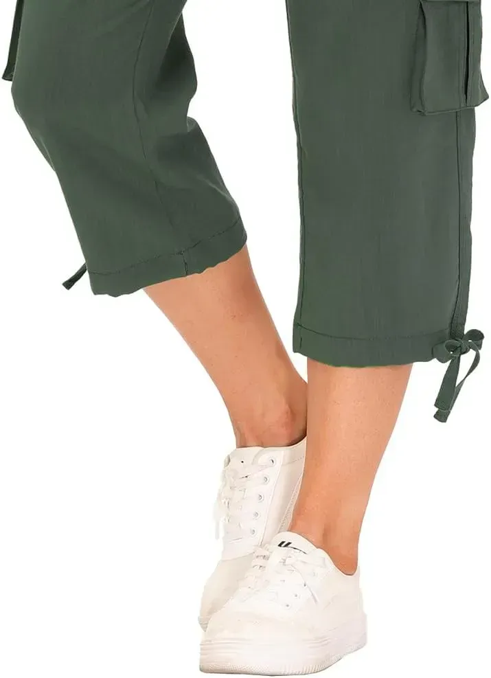 MoFiz Womens Capris with Pockets Loose Fit Casual Capri Pants Dressy Lightweight Ladies Baggy Cargo Pants for Hiking