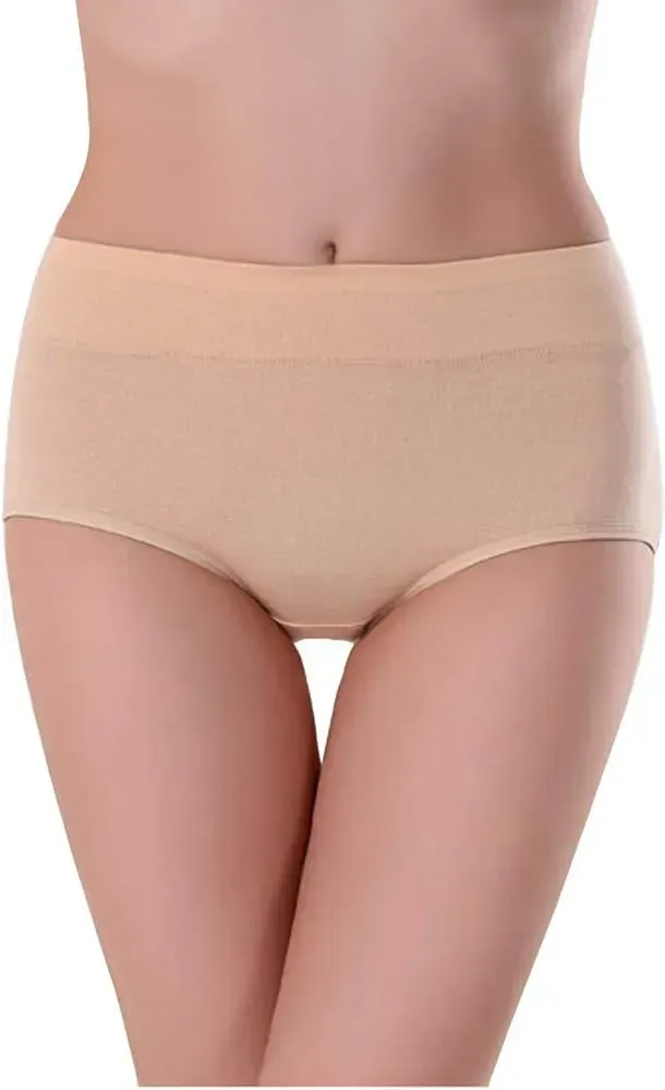 Womens Underwear,Cotton Mid Waist No Muffin Top Full Coverage Brief Ladies Panties Lingerie Undergarments for Women Multipack