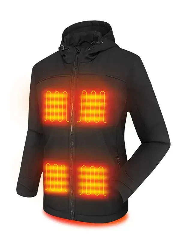 Women's heating jacket soft shell hand warmer with 7.4V battery pack