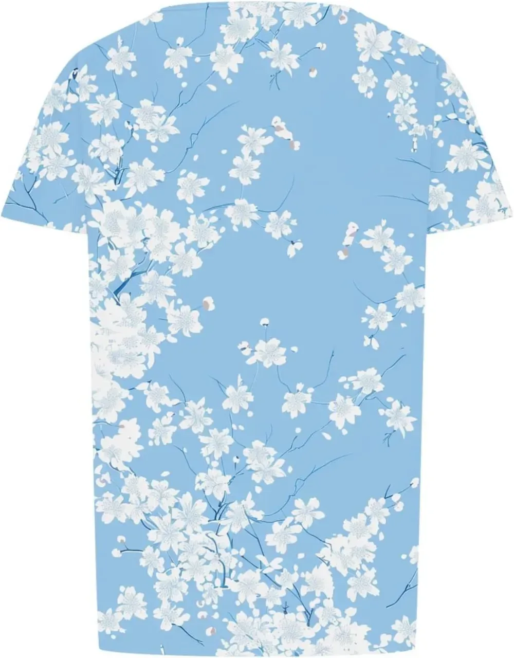 Womens Summer Pleated Front Shirts Tunics Casual Short Sleeved Loose Round Neck Boho Printed Tops Vacation Blouse