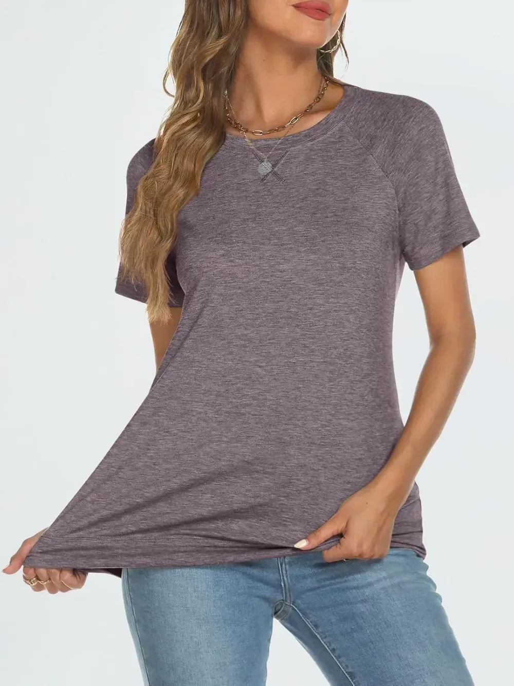 AUTOMET T Shirts Short Sleeve Crewneck Tees for Women Trendy Lightweight Soft Casual Summer Tops Clothes 2024