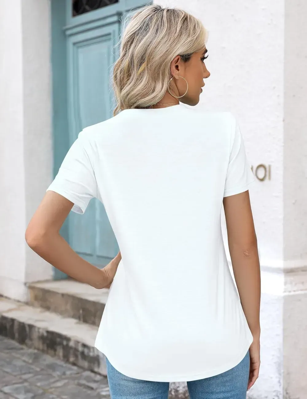 Kistore Womens Casual Crew Neck Short Sleeve Pleated Tops Blouses Fashion Clothes 2024