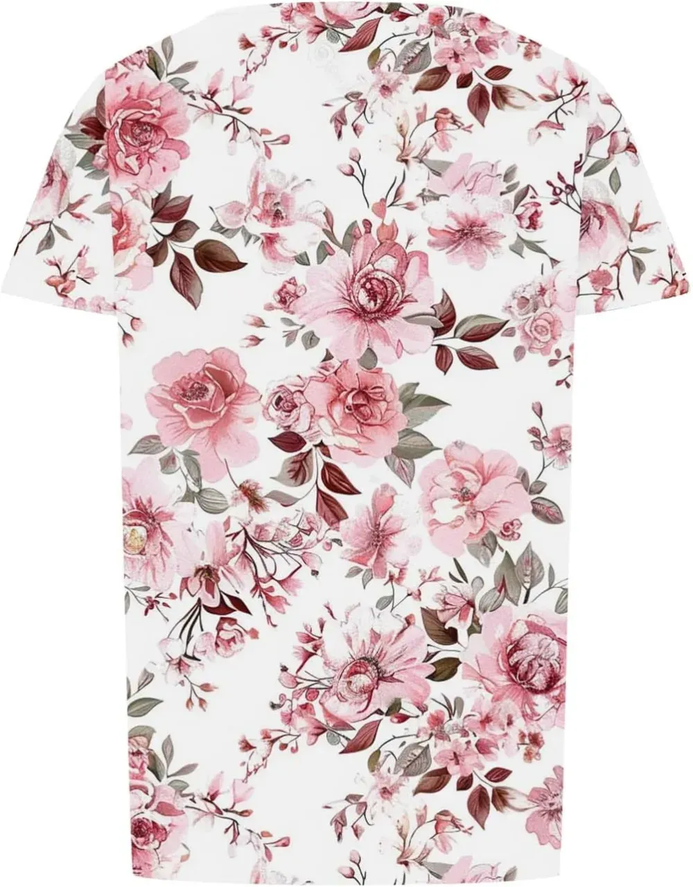 Womens Summer Pleated Front Shirts Tunics Casual Short Sleeved Loose Round Neck Boho Printed Tops Vacation Blouse