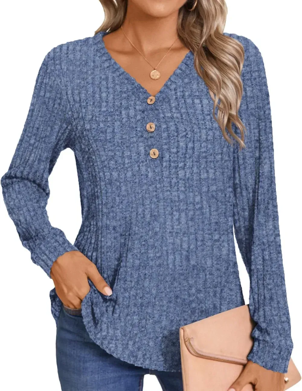 HOTGIFT Womens 2024 Fall Winter Tunic Tops Long Sleeve Casual T-Shirts Soft Comfy Stripe Blouse Lightweight