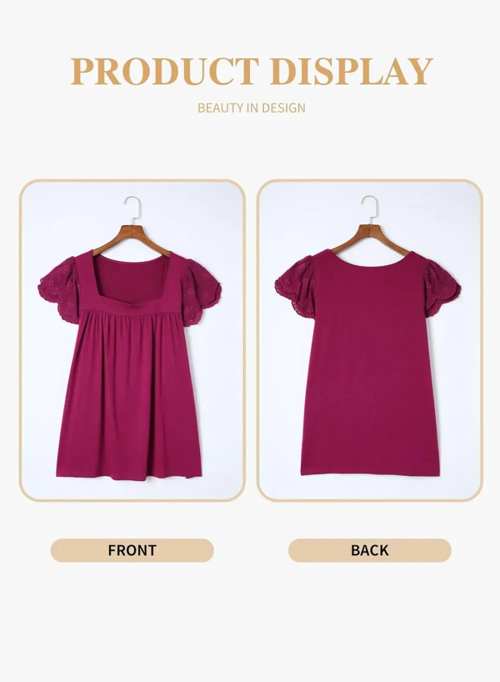 Eytino Womens Plus Size Tops Ruffle Short Sleeve Square Neck Summer Loose Casual Tee Shirts(1X-5X)