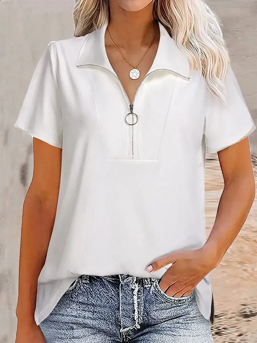 Loose Casual Solid Color Short-sleeved T-shirt