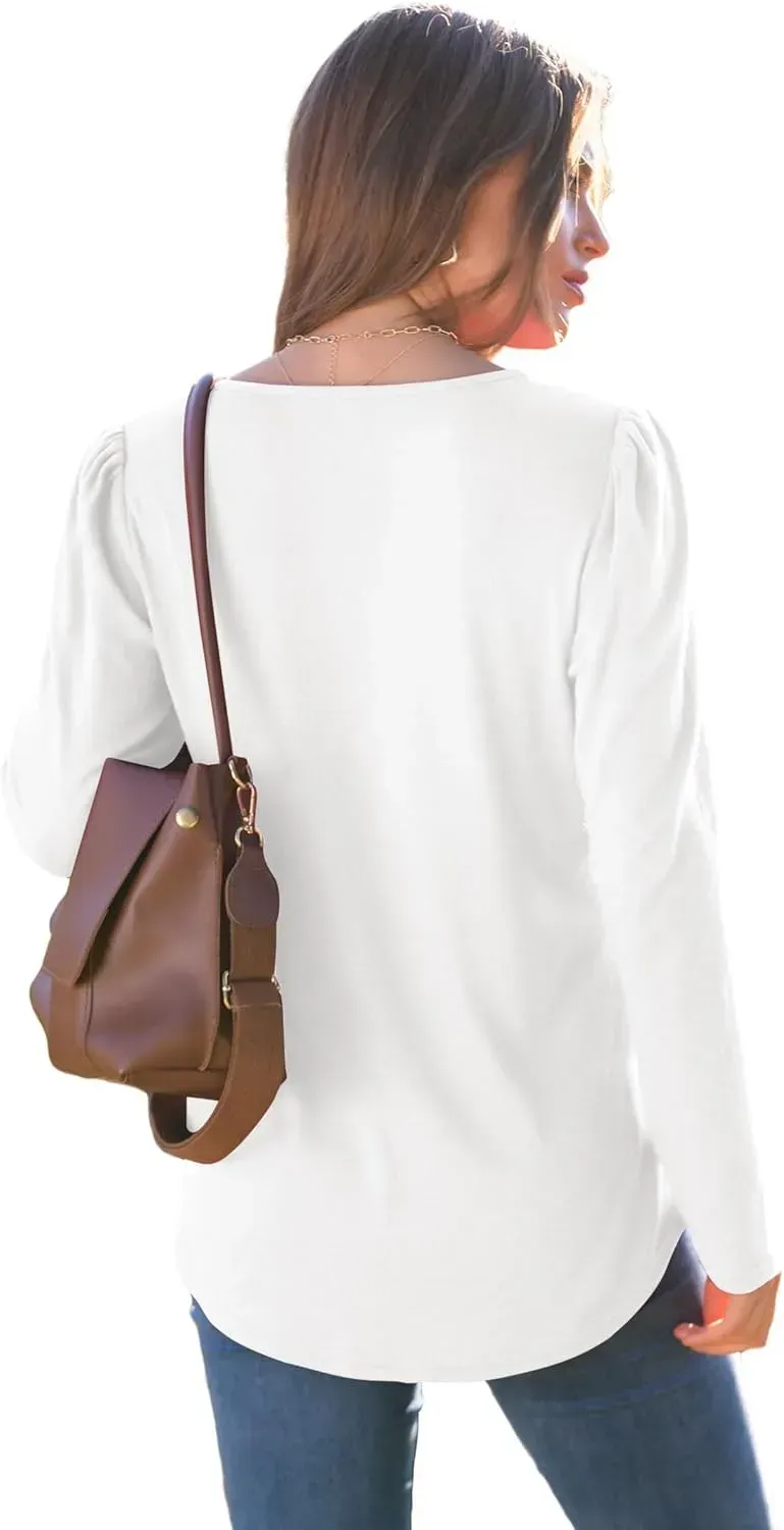 WIHOLL Blouses for Womens Dressy Casual 2024 Fall Tops Long Sleeve Shirts Loose Fit Tunics