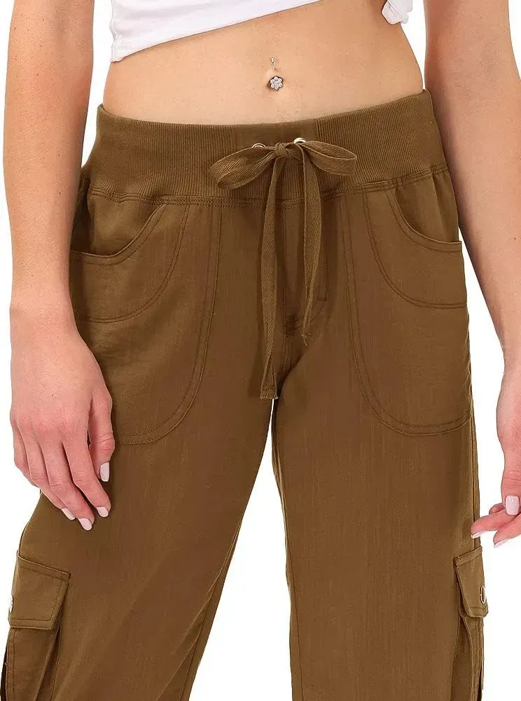 MoFiz Womens Capris with Pockets Loose Fit Casual Capri Pants Dressy Lightweight Ladies Baggy Cargo Pants for Hiking