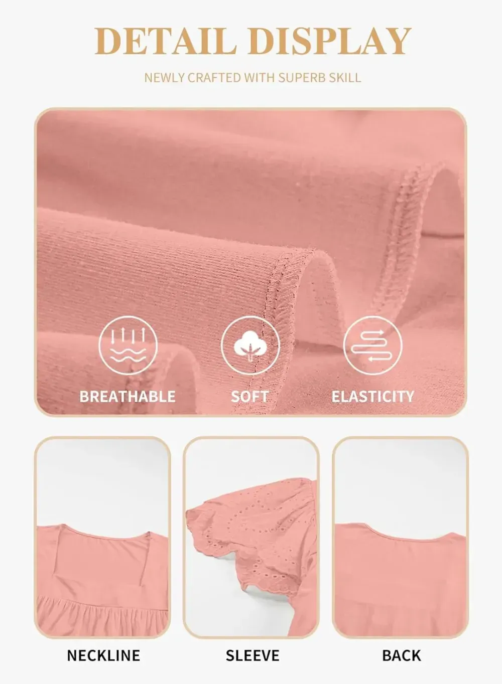 Eytino Womens Plus Size Tops Ruffle Short Sleeve Square Neck Summer Loose Casual Tee Shirts(1X-5X)