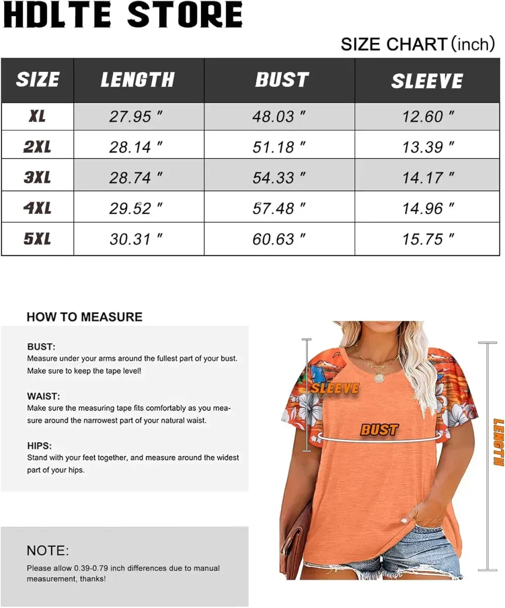 HDLTE Womens Plus Size Tops Floral Bell Sleeves Blouses Summer Crewneck Tunic Loose Casual T Shirts