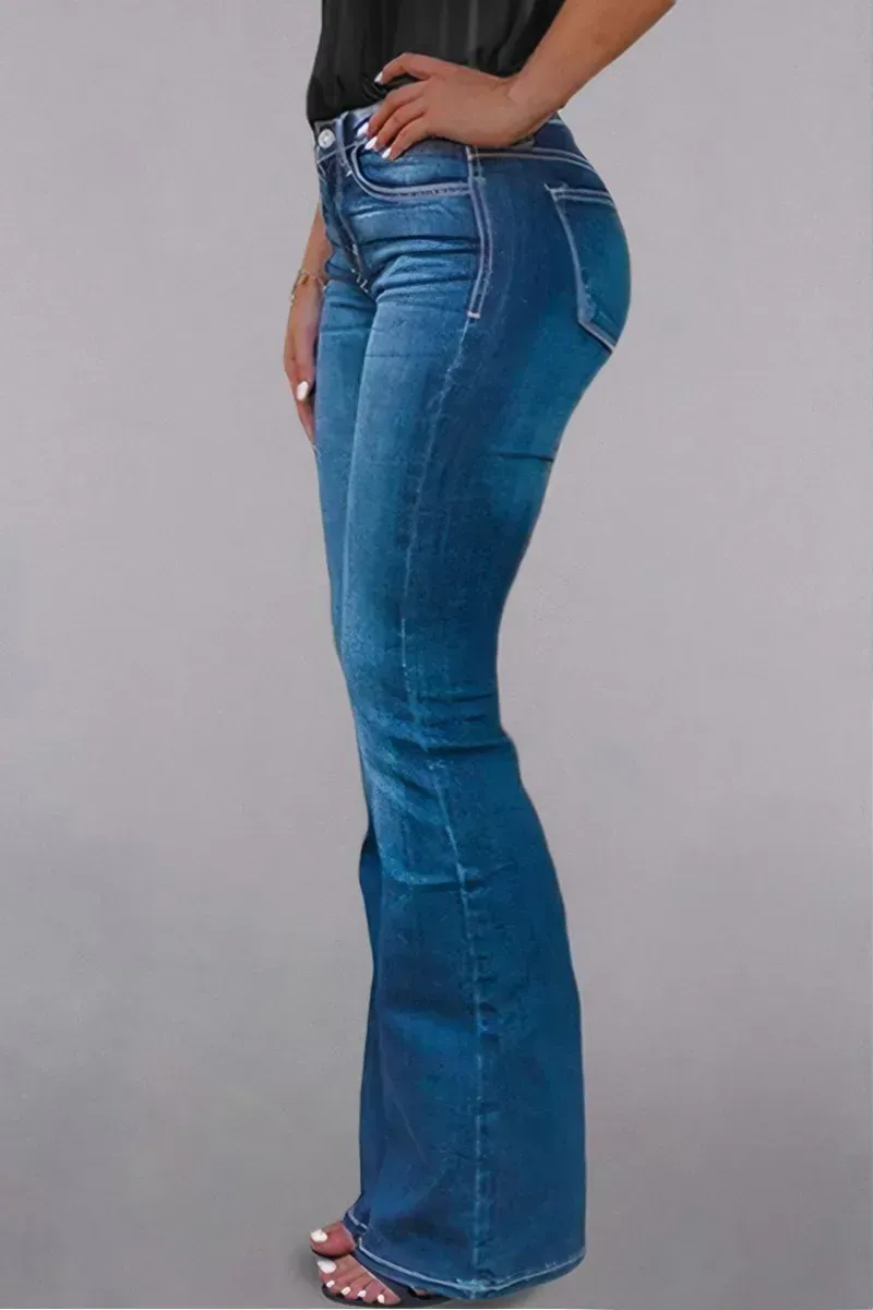 Zip Fly Mid Waist Bootcut Jeans