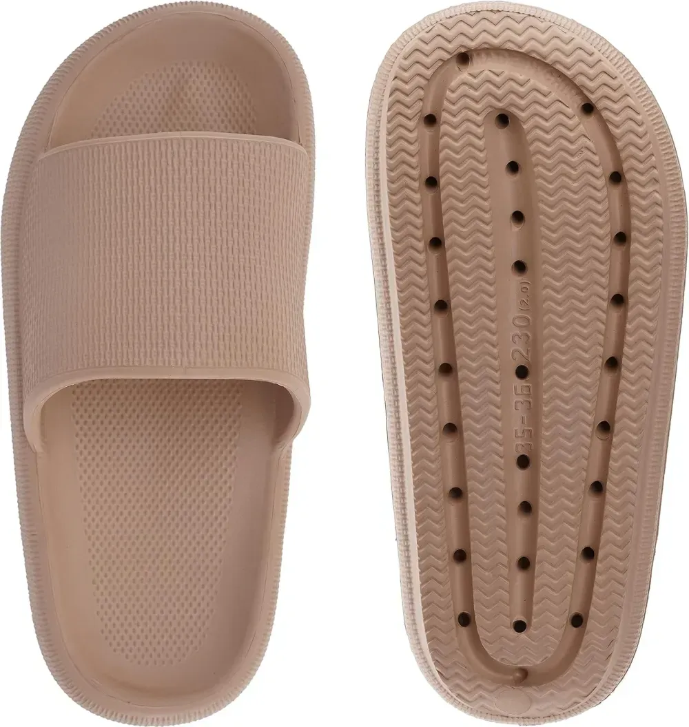 WHITIN Pillow Slippers for Women Non Slip | Cushioned Thick Sole Slides | Quick Drying Bathroom Sandals