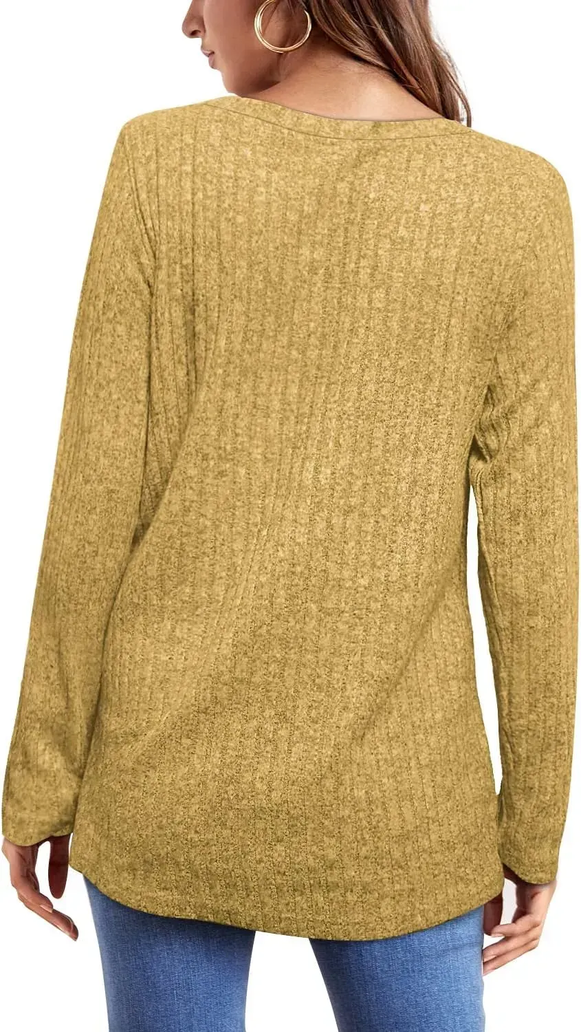 OFEEFAN Long Sleeve Shirts for Women Lightweight Crew Neck Casual Tunic Tops