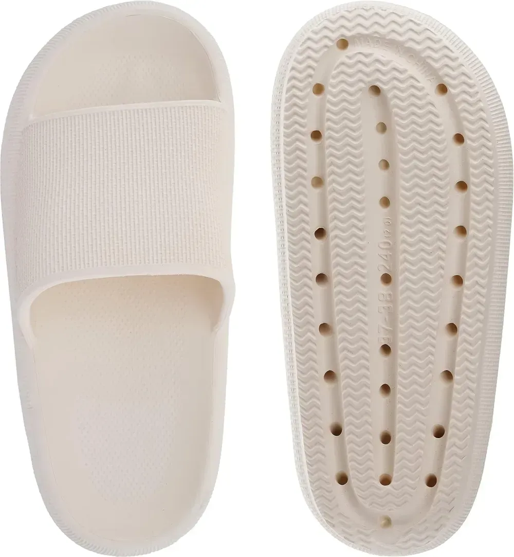 WHITIN Pillow Slippers for Women Non Slip | Cushioned Thick Sole Slides | Quick Drying Bathroom Sandals